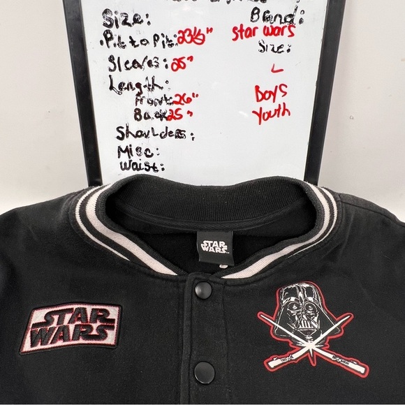 Star Wars Darth Vader Varsity Bomber Jacket Youth Size L Lightsaber Dark Side - Picture 5 of 12